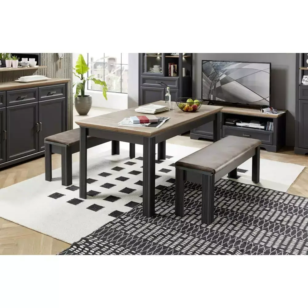 Lomadox Esszimmer Sitzbank JÜLICH-36 in Graphit und Sitzkissen braun B/H/T: 126/48/41 cm Große Rabatte