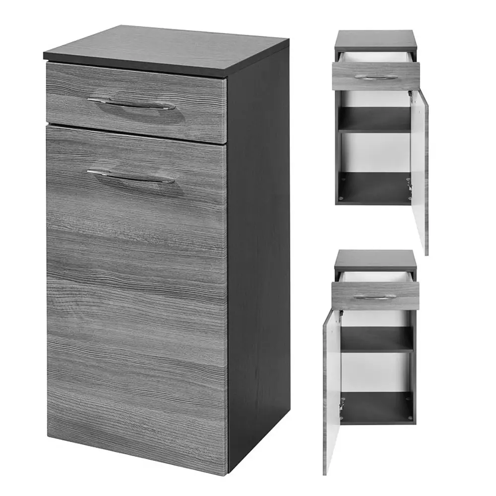 Lomadox Unterschrank FLORIDO-03 Eiche rauchsilber, graphitgrau, B x H x T: ca. 40 x 79 x 35 cm