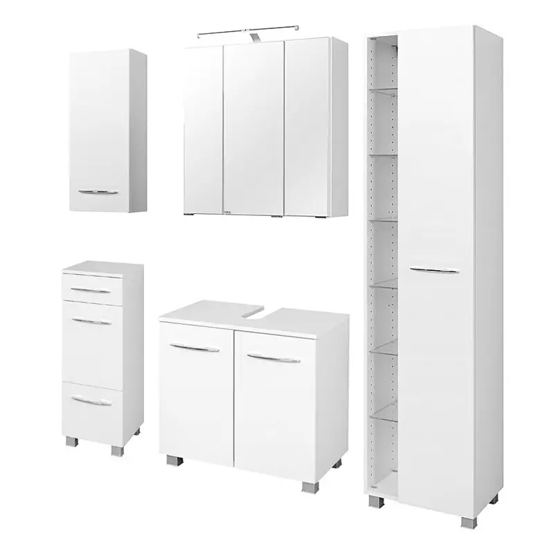 Lomadox Badmöbel Set BERGAMO-03, weiß, B x H x T ca.: 175 x 200 x 35cm