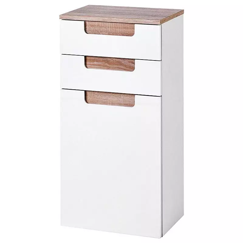 Lomadox Unterschrank MERANO-03 Hochglanz weiß, Eiche Sonoma, B=40cm