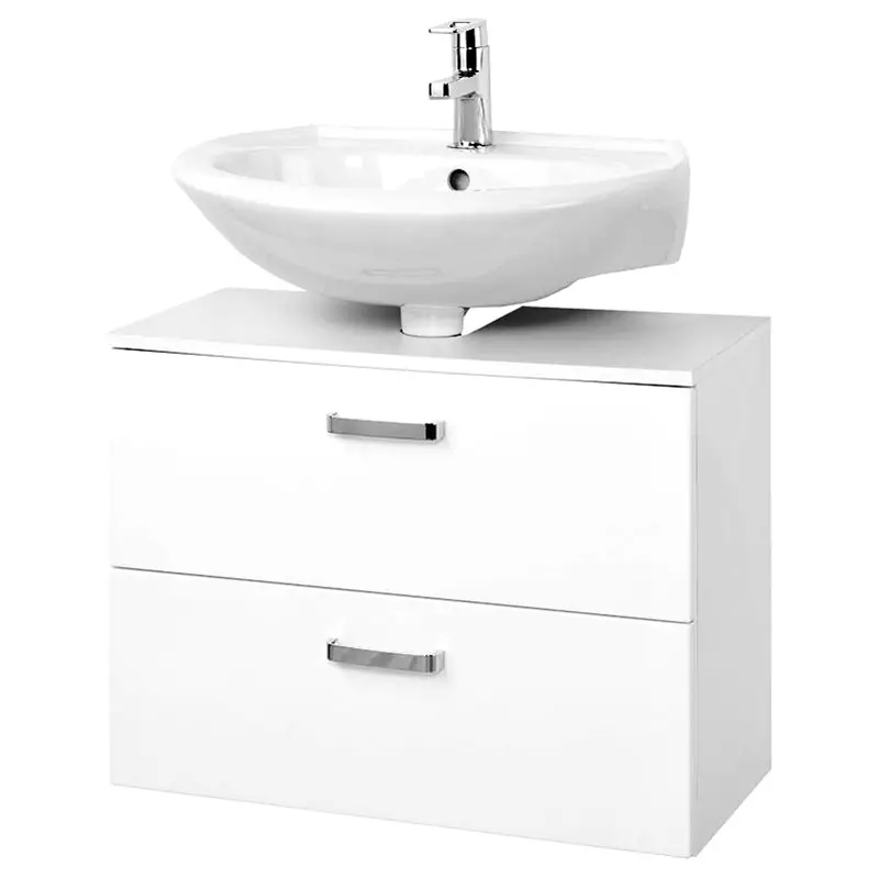 Lomadox Waschbeckenunterschrank PADUA-03 Hochglanz weiß, 60cm
