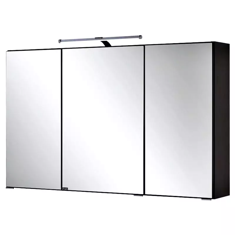 Lomadox Spiegelschrank 100cm graphitgrau, PADUA-03 LED-Aufbauleuchte, B/H/T ca. 100/64/20 cm
