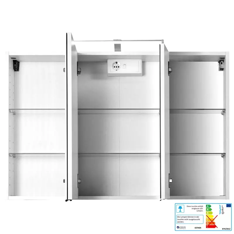 Lomadox Spiegelschrank 100cm graphitgrau, PADUA-03 LED-Aufbauleuchte, B/H/T ca. 100/64/20 cm JETZT KAUFEN