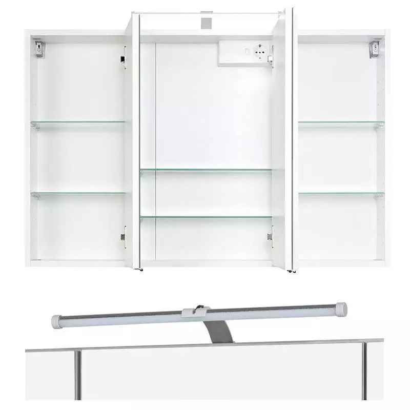 Lomadox Spiegelschrank 100cm graphitgrau, PADUA-03 LED-Aufbauleuchte, B/H/T ca. 100/64/20 cm JETZT KAUFEN