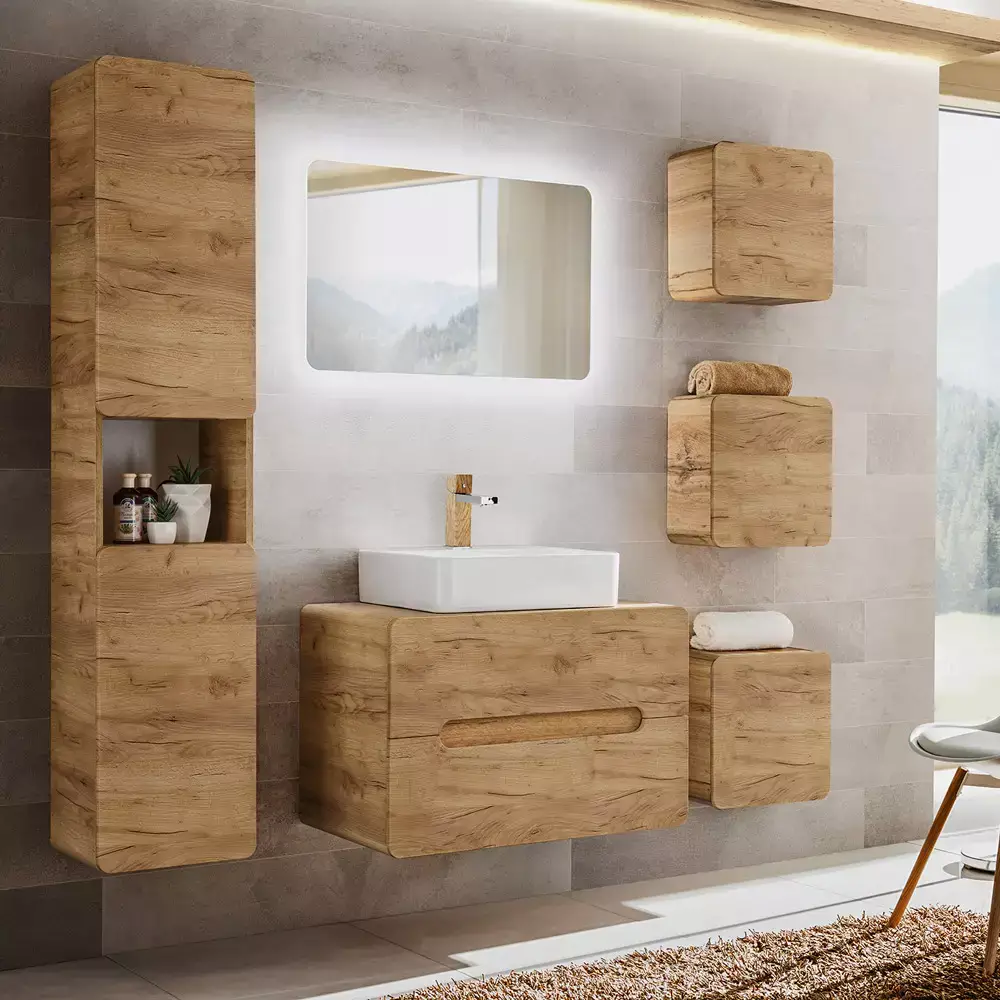 Lomadox Badmöbel Serie LUTON-56-CRAFT in Wotan Eiche Nb. - selbst zusammenstellen Bis zu 55% Rabatt