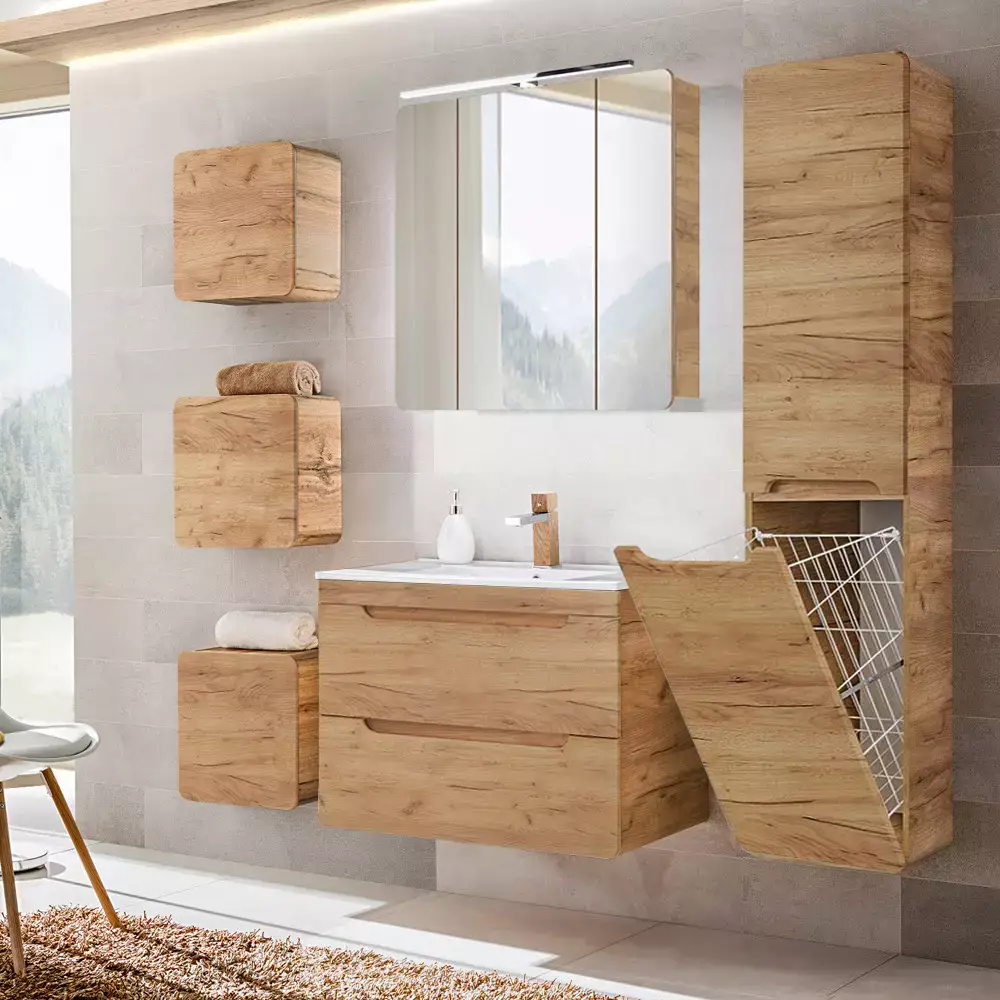 Lomadox Badmöbel Serie LUTON-56-CRAFT in Wotan Eiche Nb. - selbst zusammenstellen Bis zu 55% Rabatt