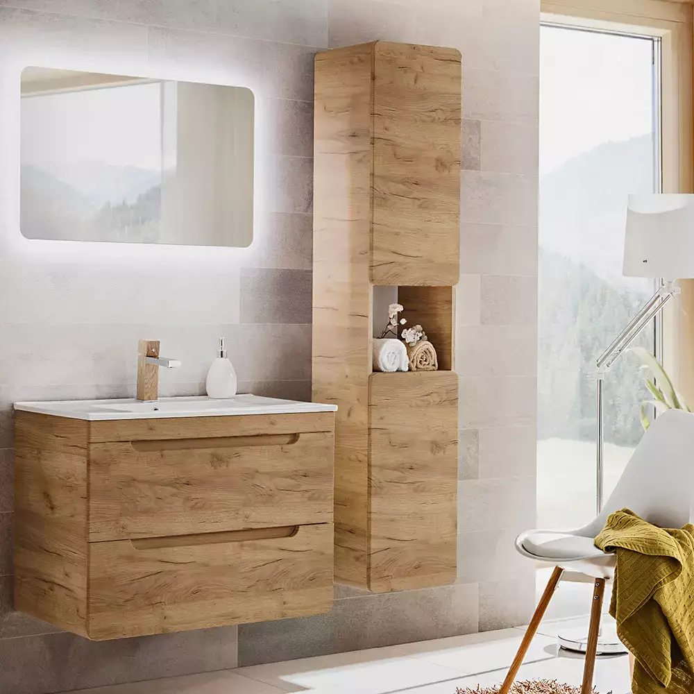 Lomadox Badmöbel Serie LUTON-56-CRAFT in Wotan Eiche Nb. - selbst zusammenstellen Bis zu 55% Rabatt