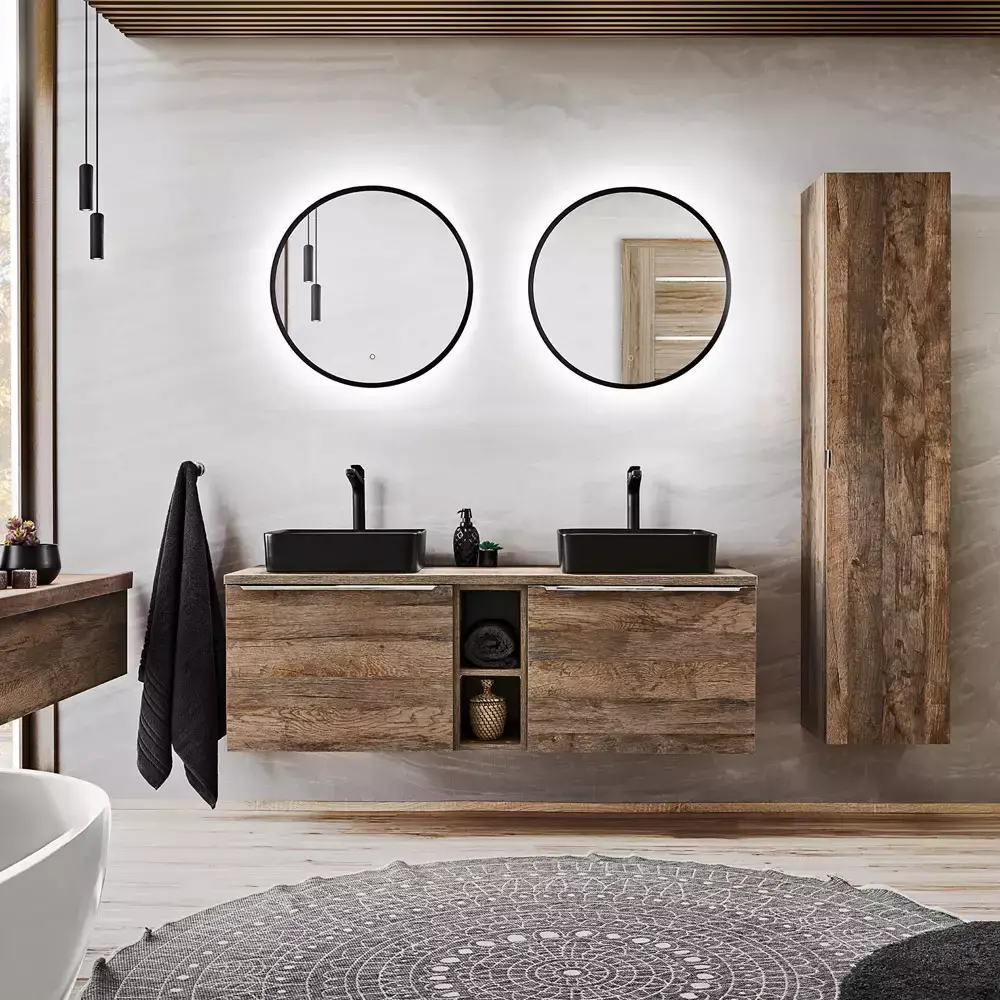 Lomadox Badmöbel Serie PUEBLA-56 in Vintage Oak Eiche - selbst zusammenstellen
