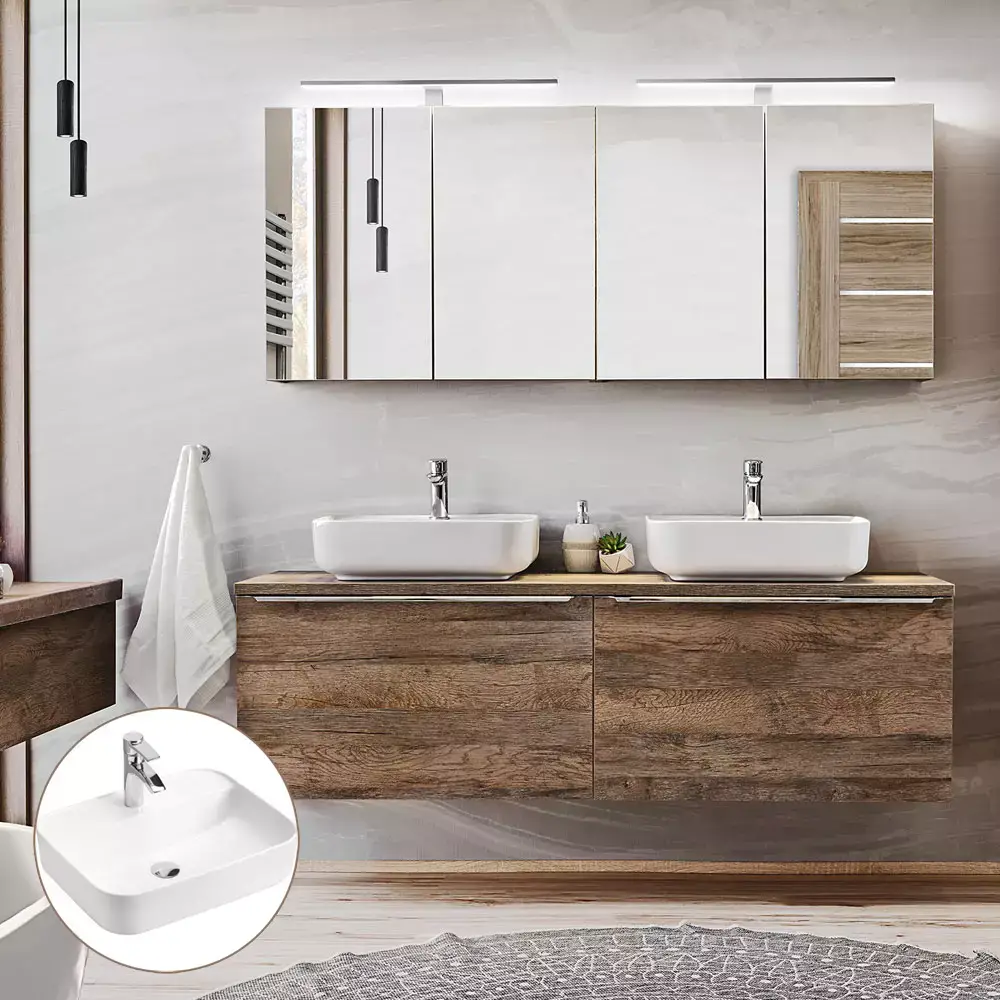 Lomadox Badmöbel Serie PUEBLA-56 in Vintage Oak Eiche - selbst zusammenstellen Kostenloser Versand international