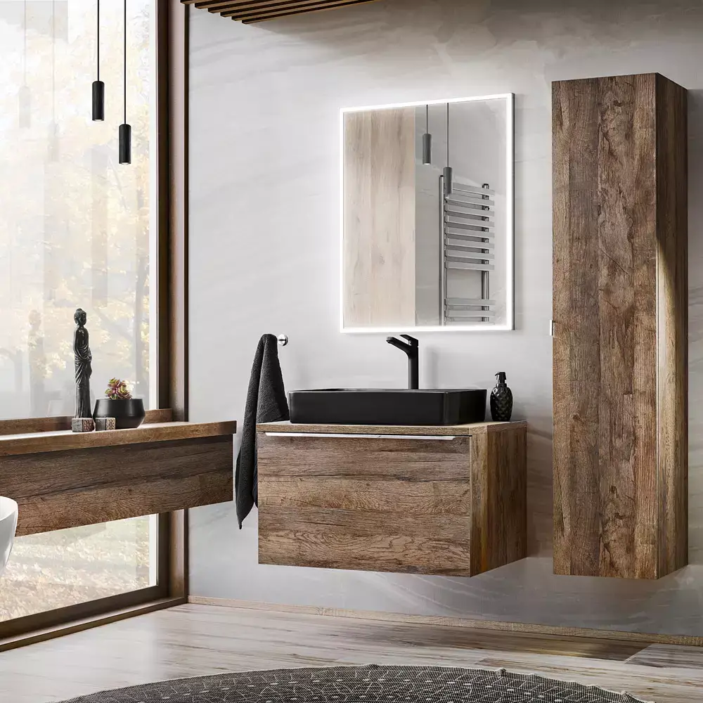 Lomadox Badmöbel Serie PUEBLA-56 in Vintage Oak Eiche - selbst zusammenstellen Kostenloser Versand international