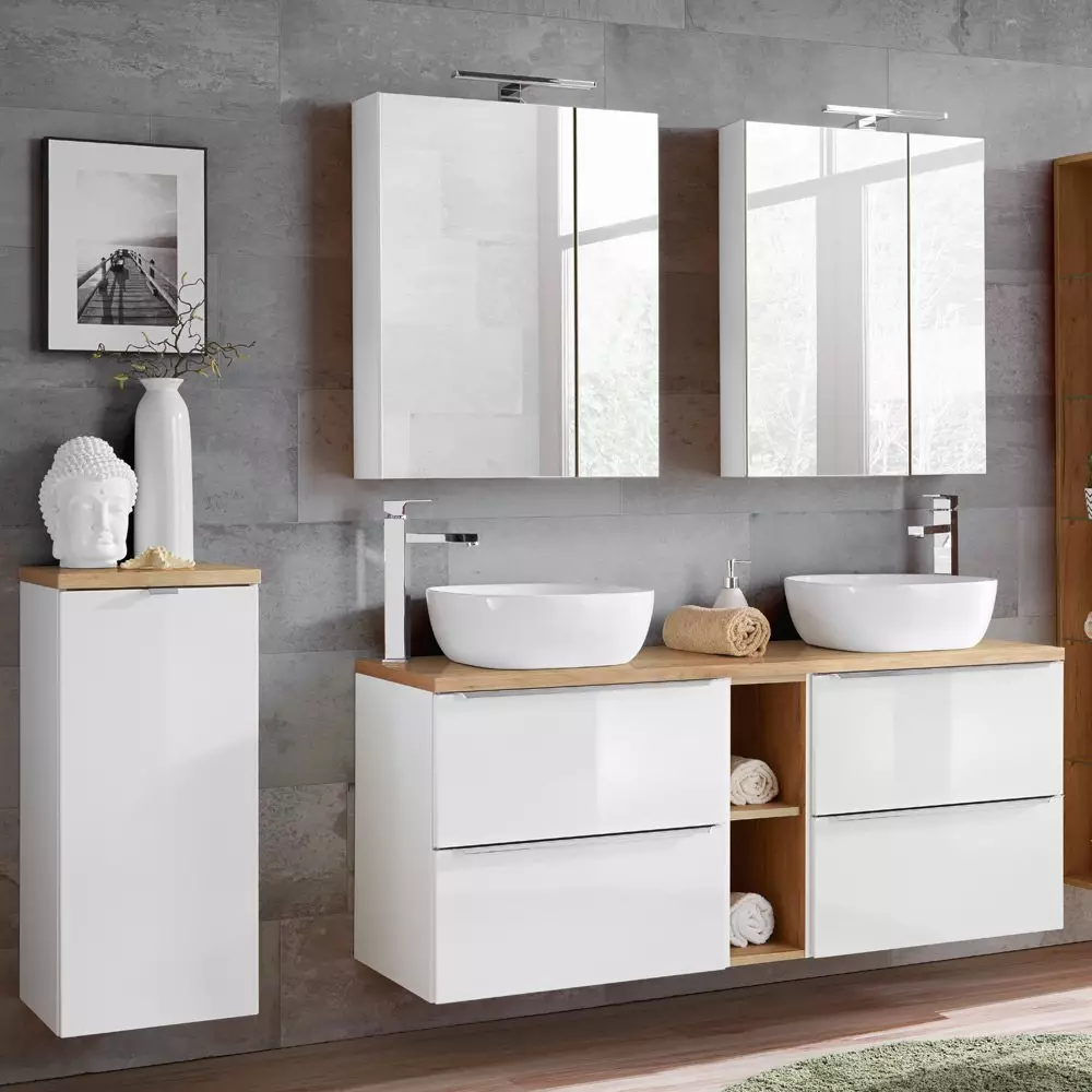 Lomadox Badezimmer Serie TOSKANA-56 in Hochglanz weiß - Jetzt selbst zusammenstellen Black Friday Preise