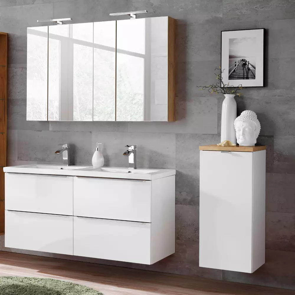 Lomadox Badezimmer Serie TOSKANA-56 in Hochglanz weiß - Jetzt selbst zusammenstellen Black Friday Preise
