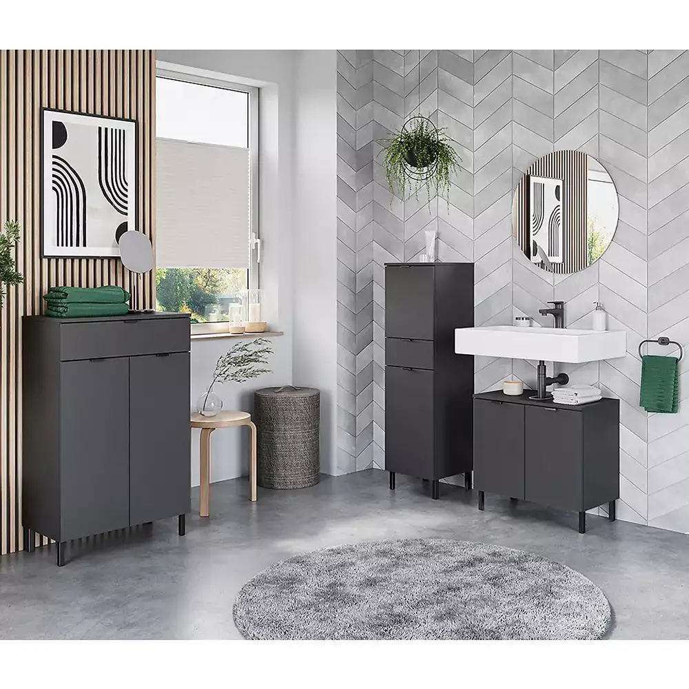 Lomadox Badmöbel Serie ASHTON-01 in graphit - selbst zusammenstellen