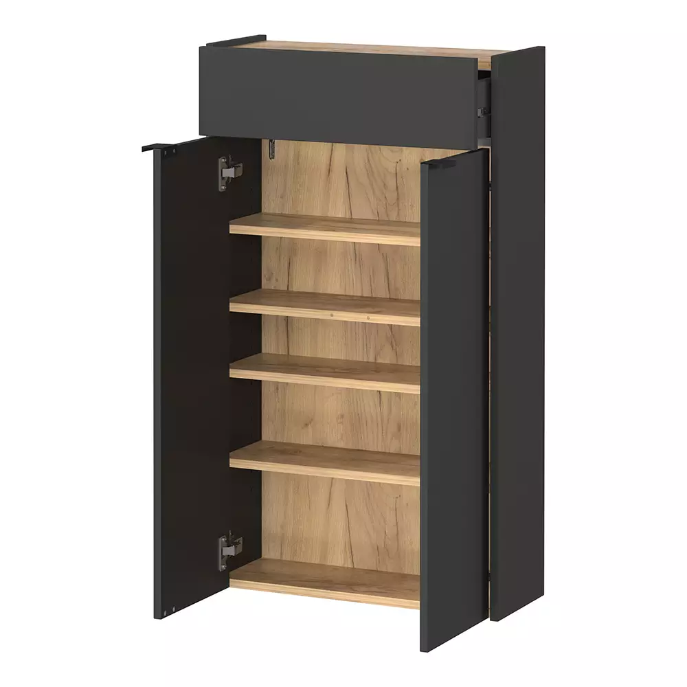 Lomadox Flurschrank Schuhschrank 56cm in grau mit Eiche ABERDEEN-01 ideal für schmale Flure, B/H/T ca. 56/97/22 cm Angebote