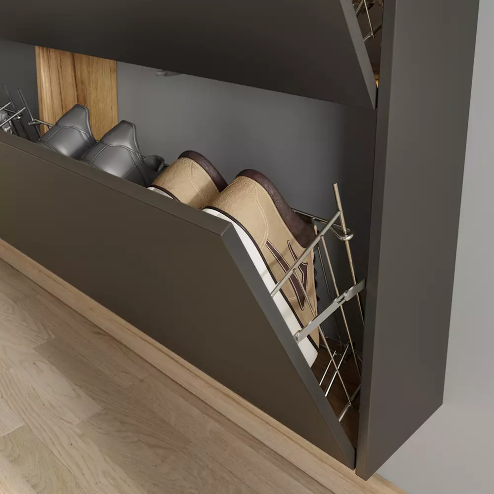 Lomadox Garderobe Flurgarderobe schmal in grau mit Eiche ABERDEEN-01 modern 3-teilig mit 1 Garderobenpaneel Günstig kaufen