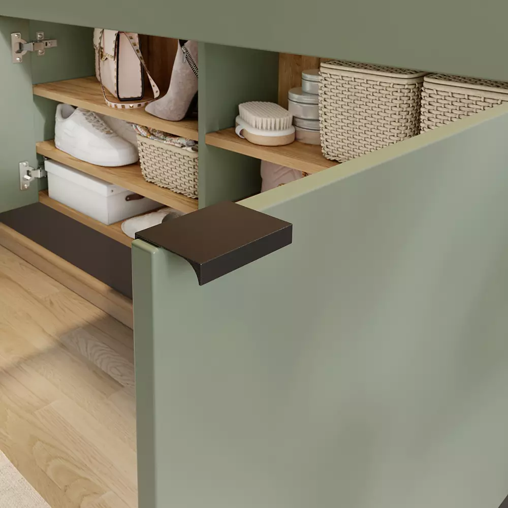 Lomadox Garderobe Flurgarderobe schmal in grün mit Eiche ABERDEEN-01 modern 2-teilig mit Schuhschrank und Spiegel Preisnachlass