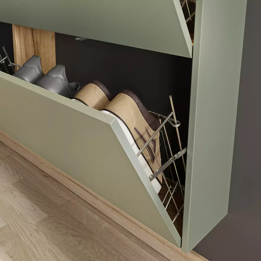 Lomadox Garderobe Flurgarderobe schmal in grün mit Eiche ABERDEEN-01 modern 3-teilig mit 1 Garderobenpaneel Cyber Monday