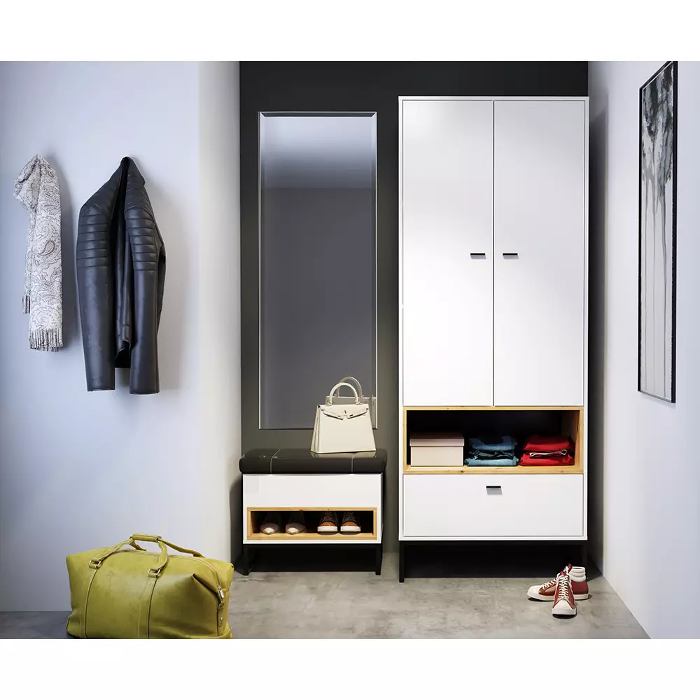 Lomadox Garderobe Flurspiegel in weiß OSTUNI-132, B/H/T ca. 56/150/20 cm Valentinstagsangebot