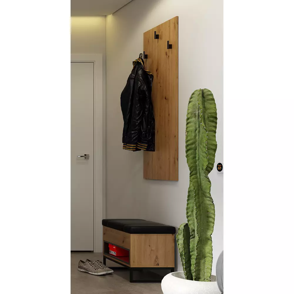 Lomadox Garderobe Hakenpaneel in Artisan Eiche Nb. mit 3 Haken OSTUNI-132, B/H/T ca. 46,5/150/16 cm Jubiläumsangebot