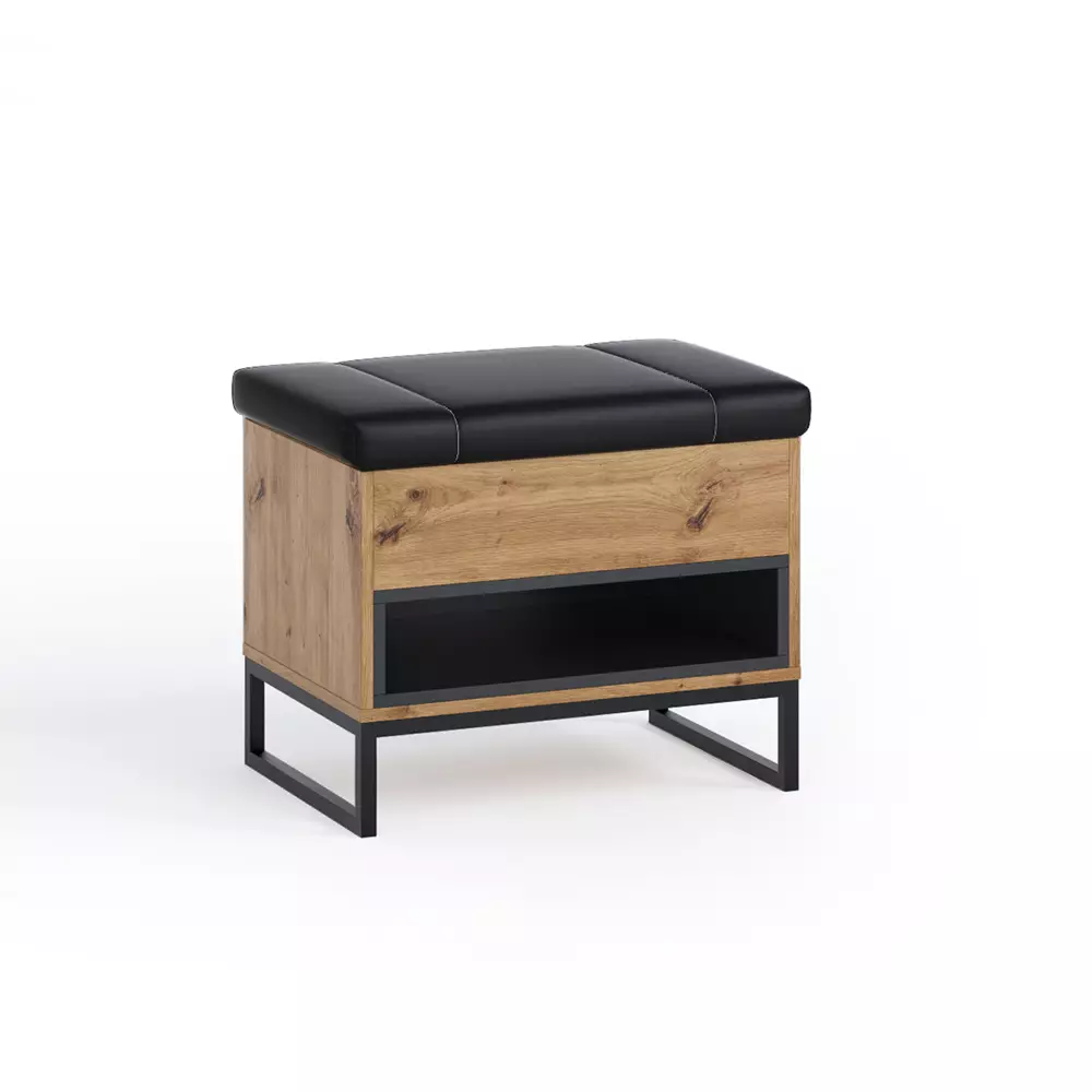 Lomadox Garderobe Schuhbank Truhe in Artisan Eiche Nb. mit Metallgestell und Kissen OSTUNI-132, B/H/T ca. 62/50/40 cm