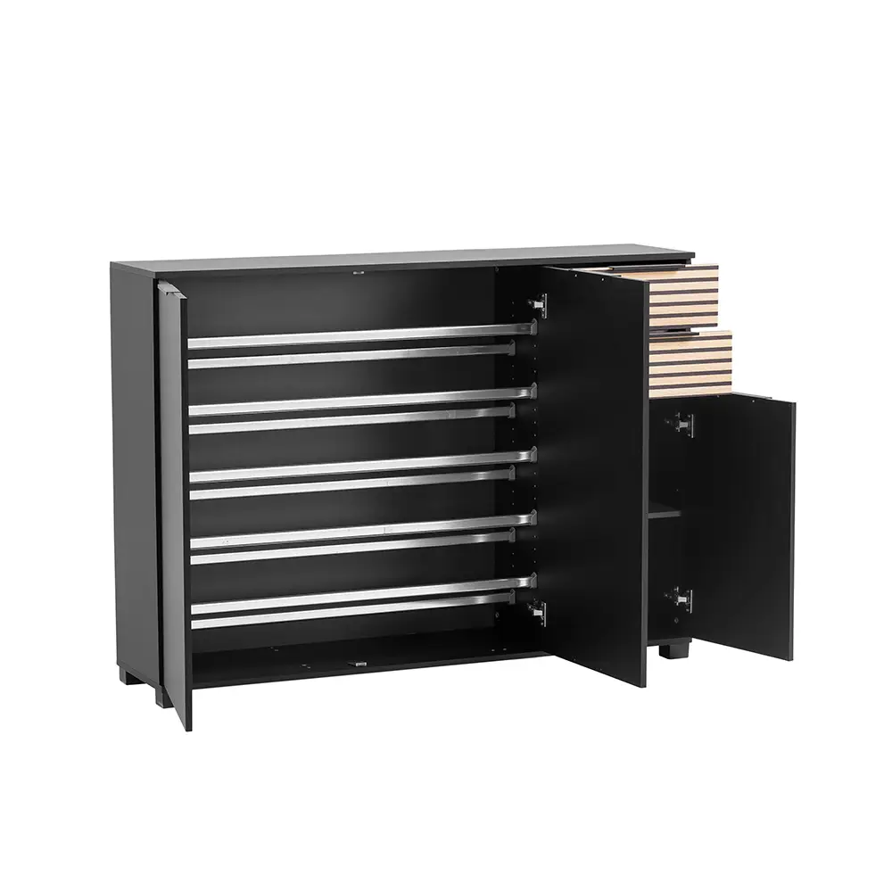 Lomadox Garderoben Set 5-teilig modern in schwarz matt mit Eiche Natur ALTAMURA-80 Blitzangebot