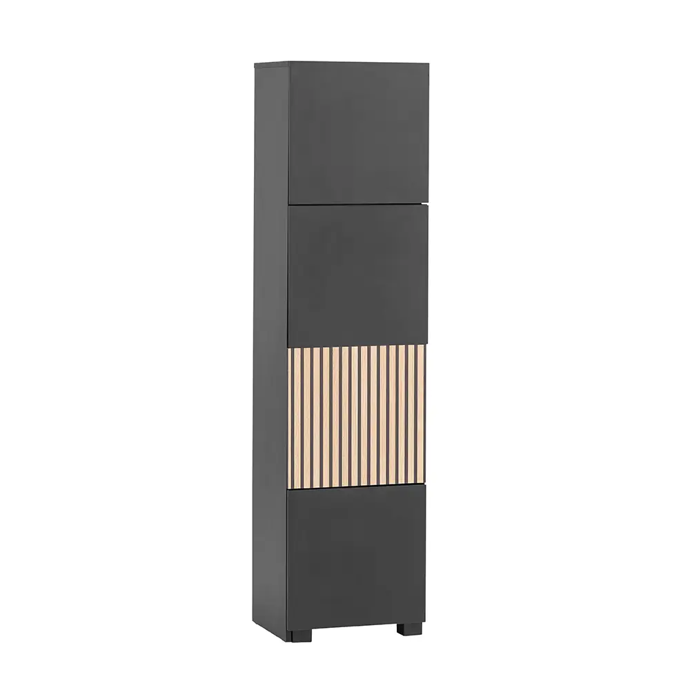 Lomadox Garderoben Set 5-teilig modern in schwarz matt mit Eiche Natur ALTAMURA-80 Blitzangebot
