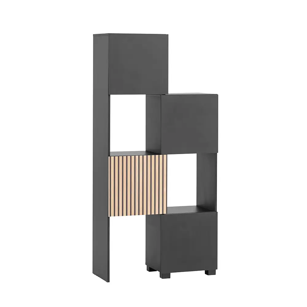 Lomadox Garderoben Set 5-teilig modern in schwarz matt mit Eiche Natur ALTAMURA-80 Blitzangebot