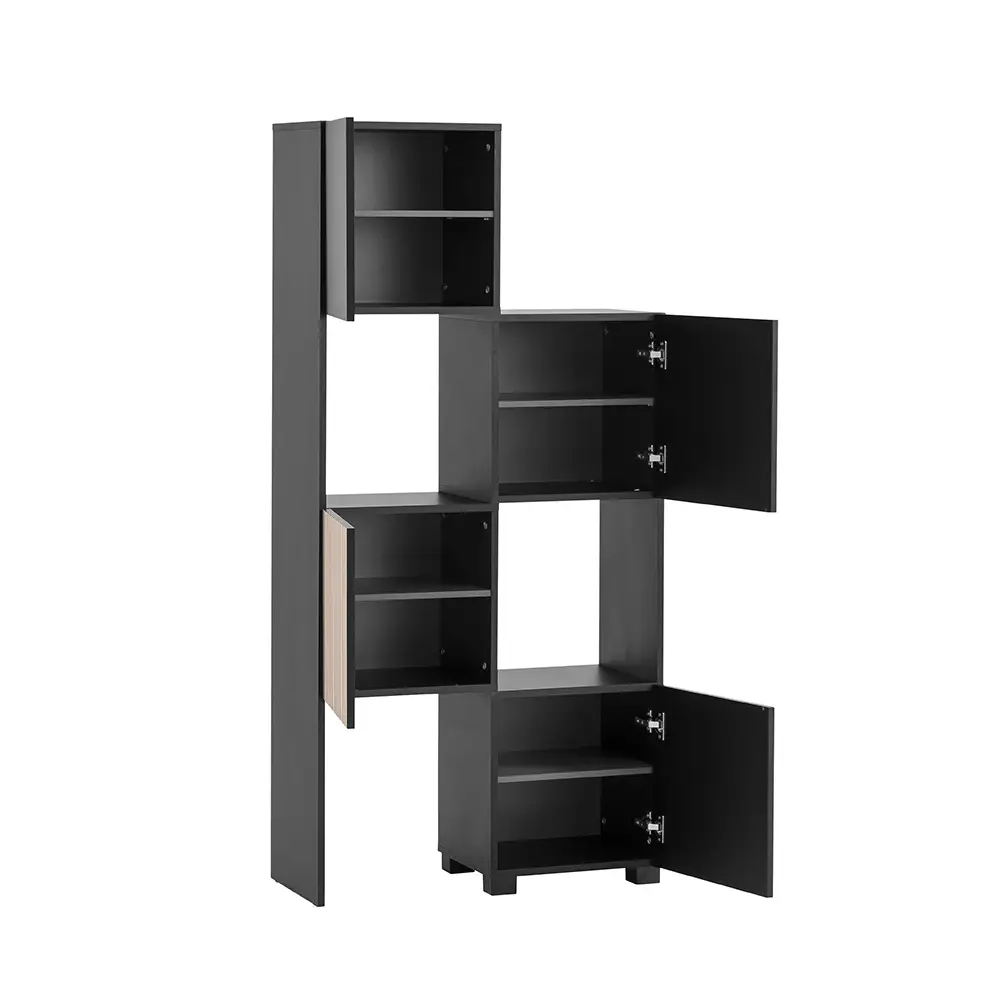 Lomadox Garderoben Set 5-teilig modern in schwarz matt mit Eiche Natur ALTAMURA-80 Blitzangebot