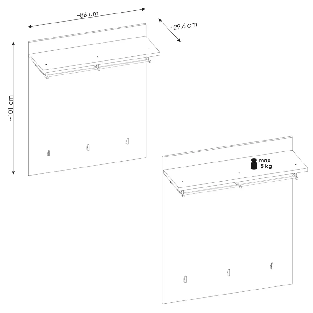 Lomadox Garderoben Set Flurbank, Garderobenpaneel anthrazit, Eiche SUNBURY-129 2-teilig Saisonale Angebote