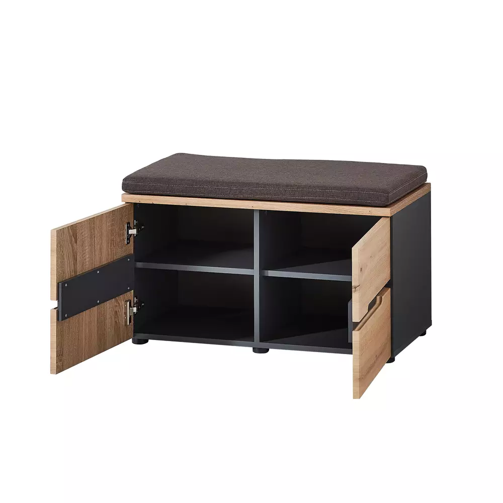 Lomadox Garderoben Set in Artisan Eiche Nb. mit Graphit MANRESA-36 mit Sitzbank inkl. Kissen Kauf eins, bekomm eins gratis