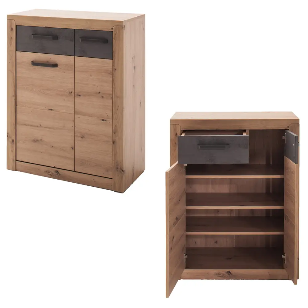 Lomadox Garderoben Set mit Garderobenpaneel Eiche mit grau IOLA-05, 4-teilig Tiefpreis