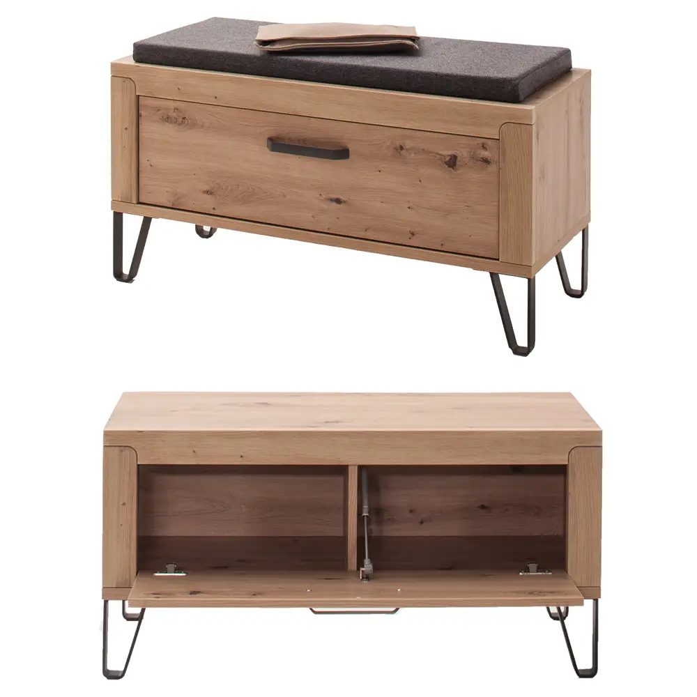 Lomadox Garderoben Set mit Garderobenpaneel Eiche mit grau IOLA-05, 4-teilig Tiefpreis