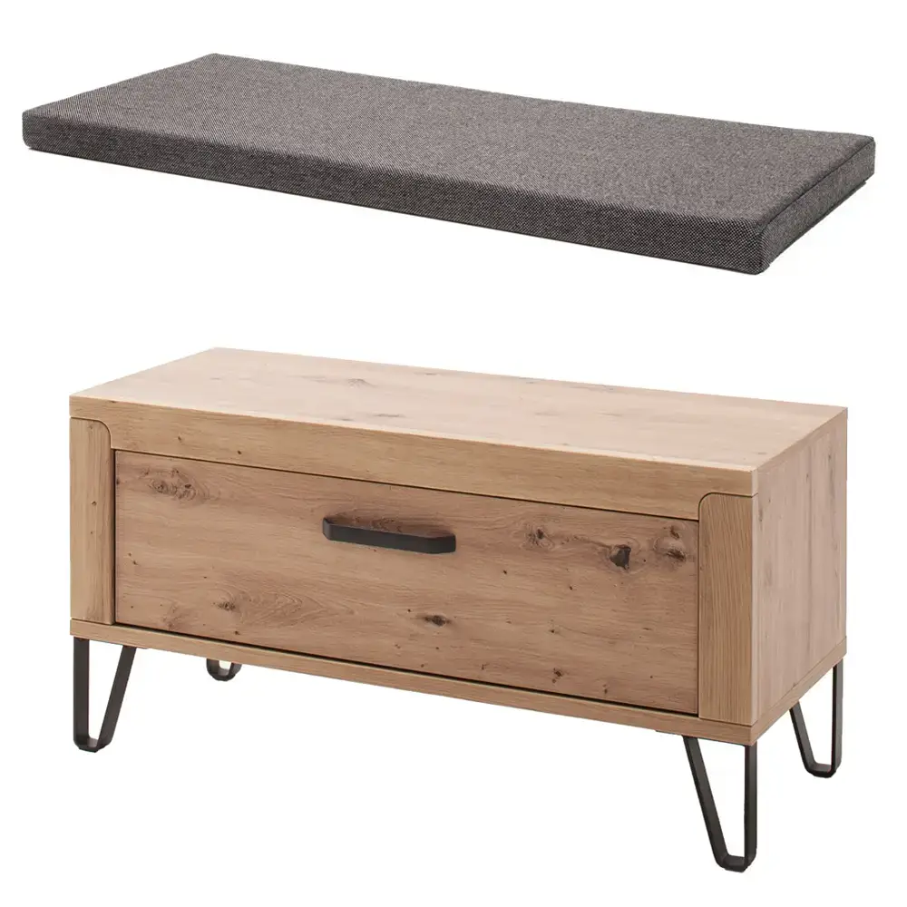 Lomadox Garderoben Set mit Garderobenpaneel Eiche mit grau IOLA-05, 4-teilig Tiefpreis