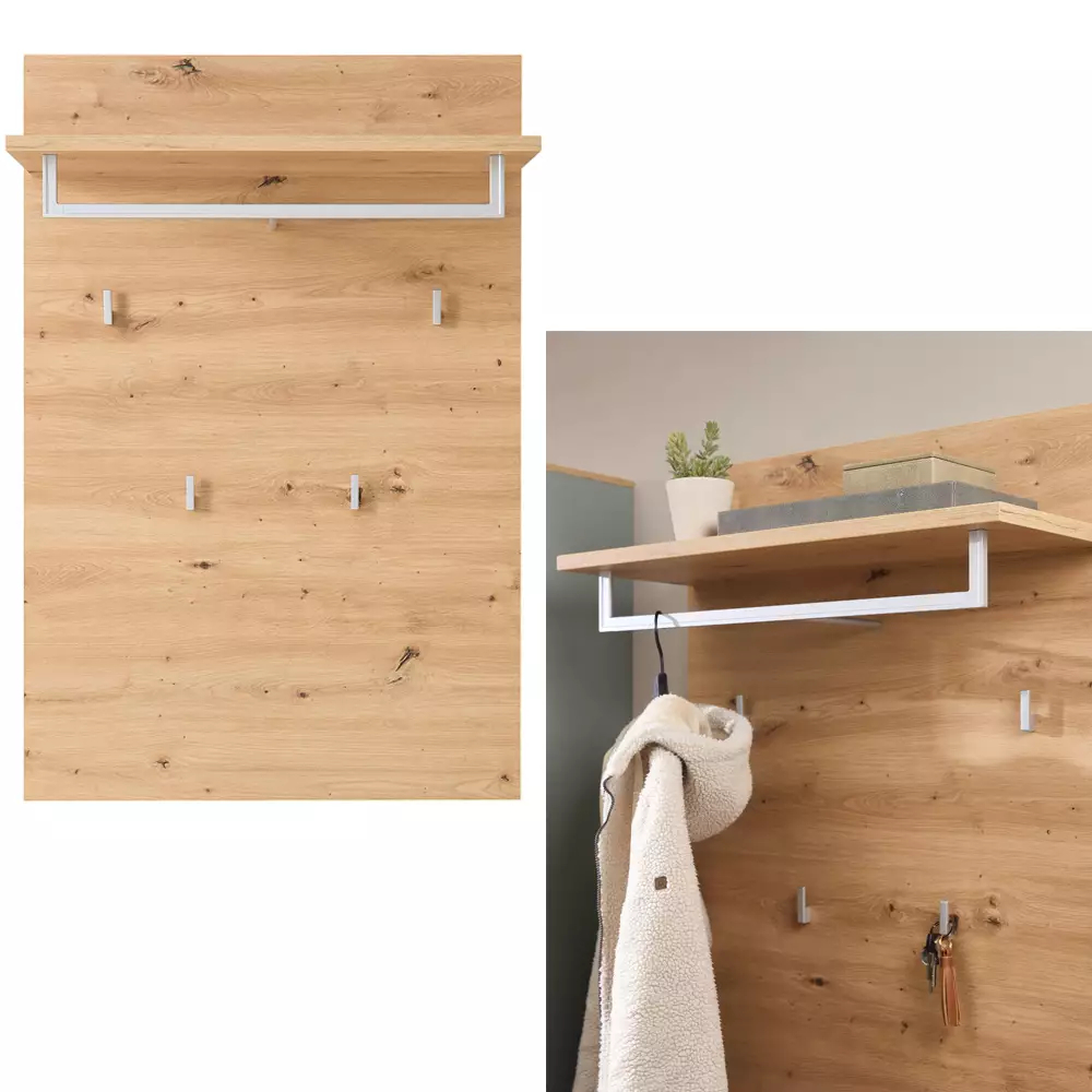Lomadox Garderoben Set mit Garderobenschrank grün matt mit Eiche BLISS-36, 4-teilig Super Sparpreis