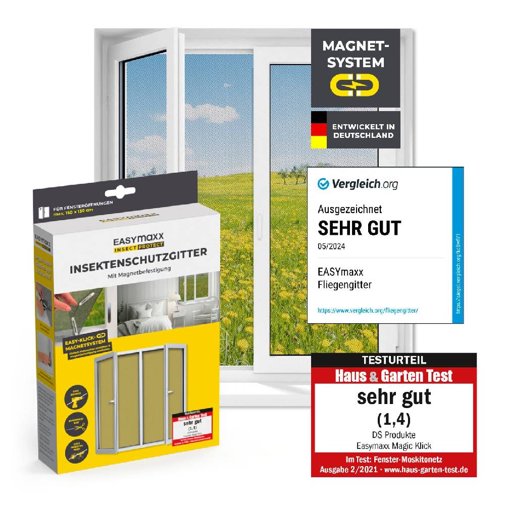 EASYmaxx Insektenschutzgitter mit Magnetbefestigung - bis 150 x 130 cm