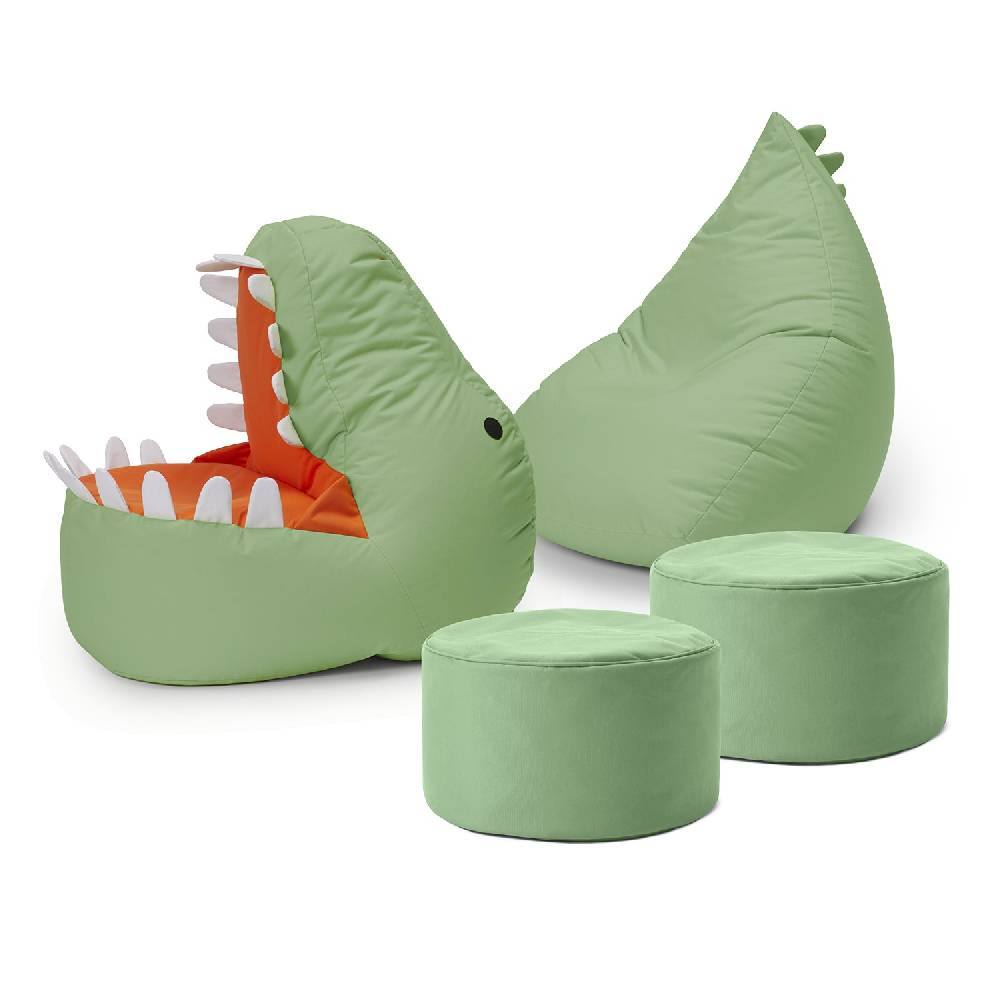 LUMALAND Kindersitzsack-Set "Dino" (4-tlg.) - indoor & outdoor - Pastell Grün