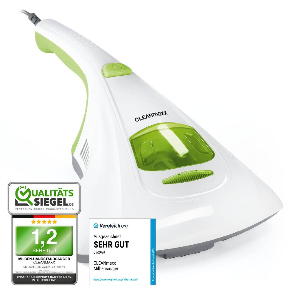 CLEANmaxx Milbensauger Vibration + EPA-Ersatz-Filter - Weiß/Limegreen