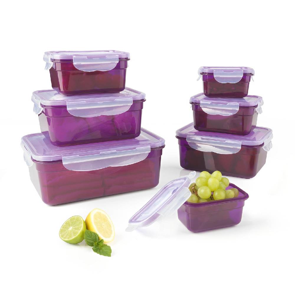 GOURMETmaxx Frischhaltedosen Klick-it - 14-tlg. - lila/transparent