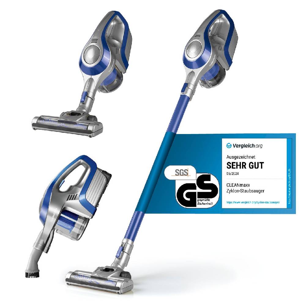 CLEANmaxx Akku-Zyklonstaubsauger - blau/silber