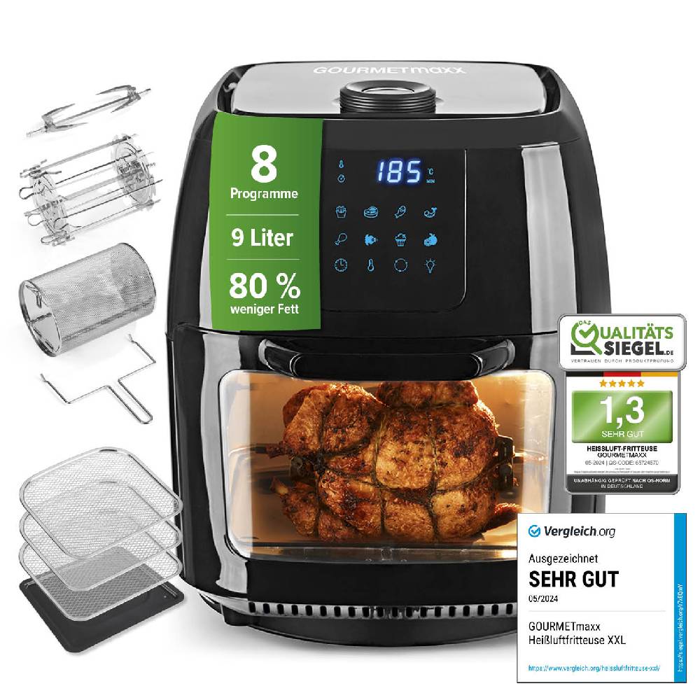 GOURMETmaxx Digitale Heißluftfritteuse - 9 l Ofen