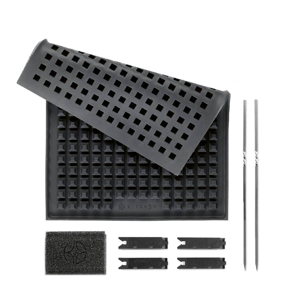 KITCHBO Starter Set - Silikon-Backmatte inkl. 2 Spieße + 4 Steine + 1 Schwamm