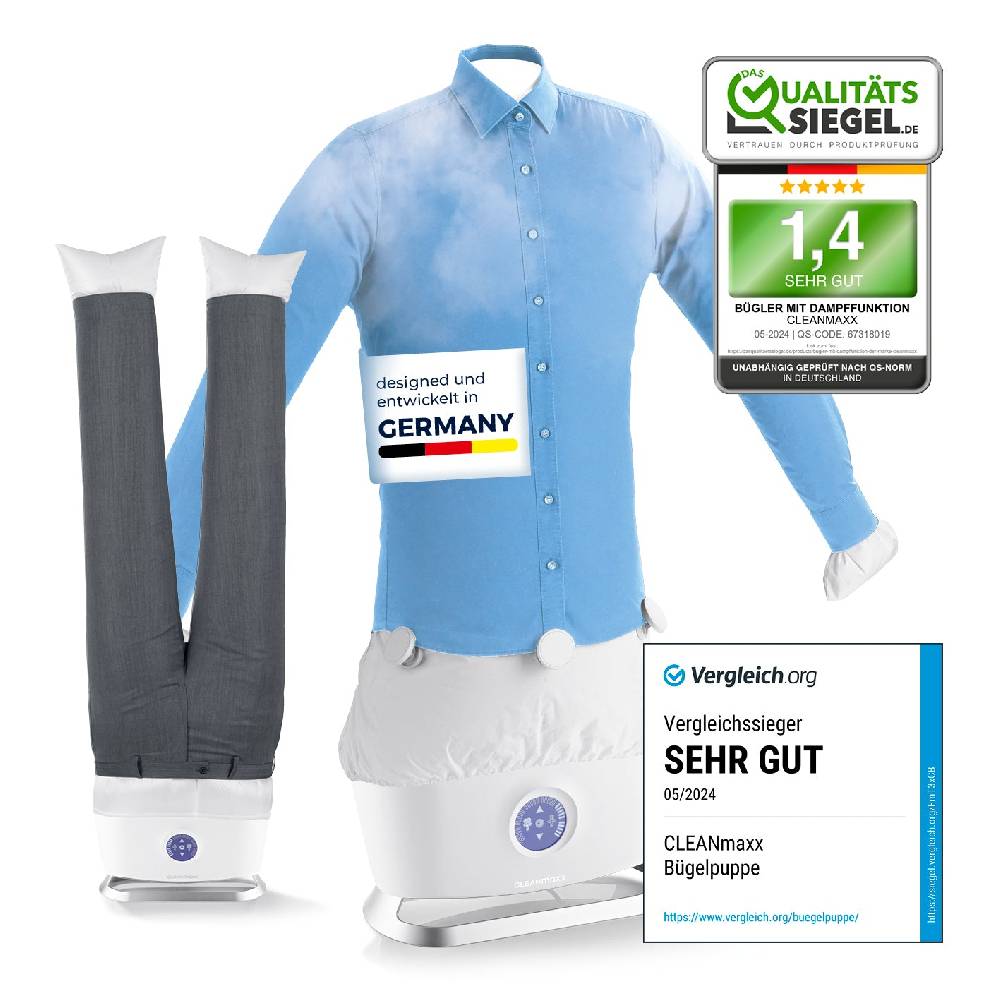 CLEANmaxx Hemdenbügler PRO STEAM mit Hosenaufsatz - Weiß