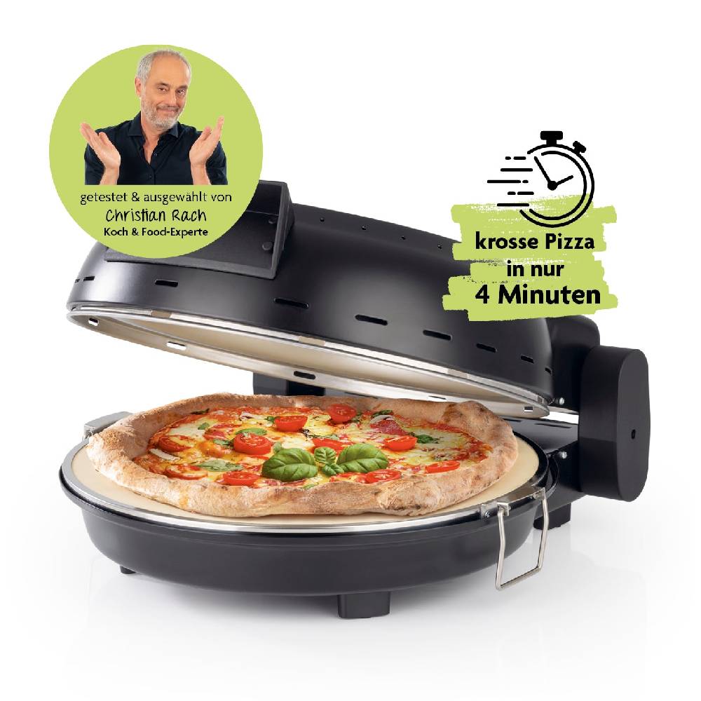 Rachs KOCHWERK Pizza Maker mit Temperatureinstellung inkl. herausnehmbarem Pizzastein - schwarz matt