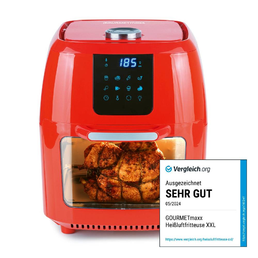 GOURMETmaxx Heißluft-Fritteuse Digital - 9in1 - 1800 Watt - rot