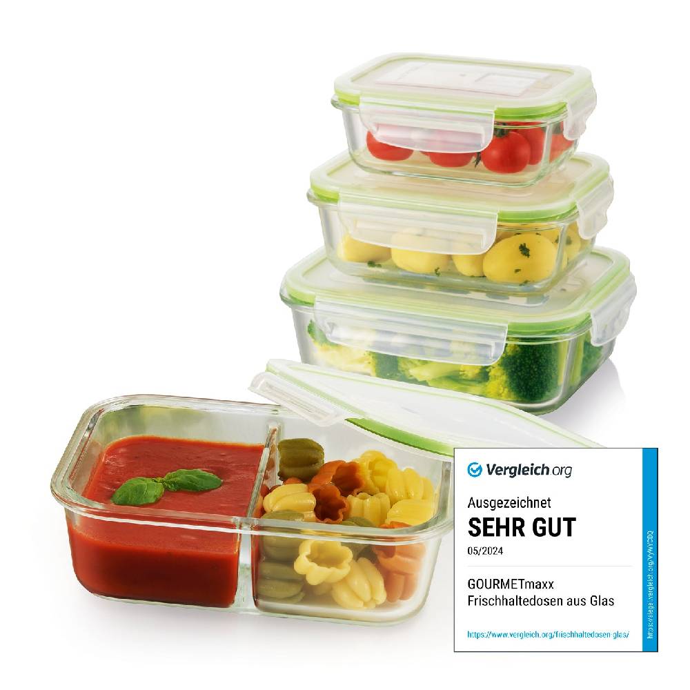 GOURMETmaxx Glas-Frischhaltedosen Klick-it - 8-tlg. - Limegreen