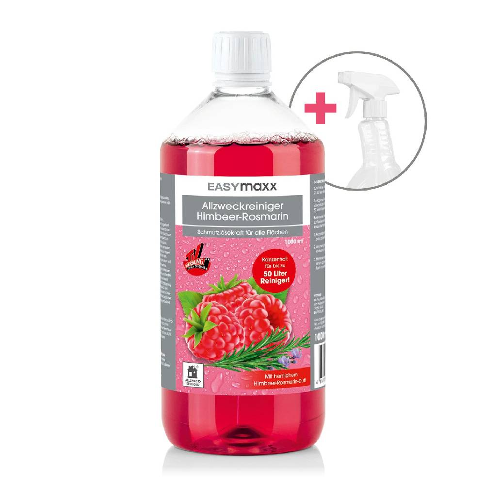 EASYmaxx Reinigungsmittel Himbeer-Rosmarin 1000ml inkl. Sprühflasche