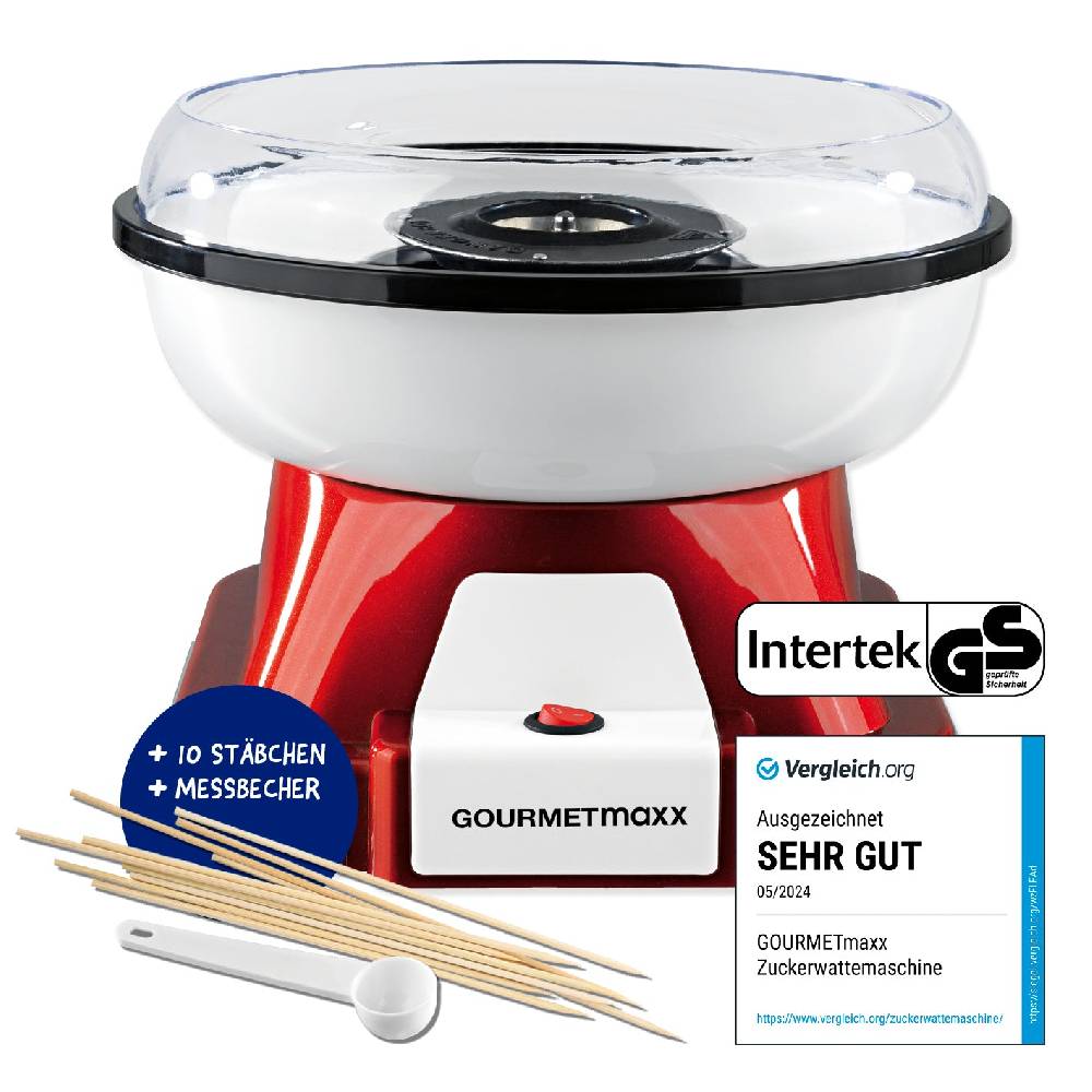 GOURMETmaxx Zuckerwatte-Maschine - rot/weiß