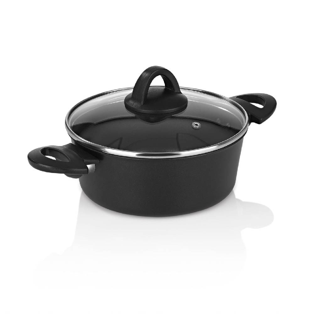 Bratoni Aluminium-Kochtopf geschmiedet - 20 cm - schwarz