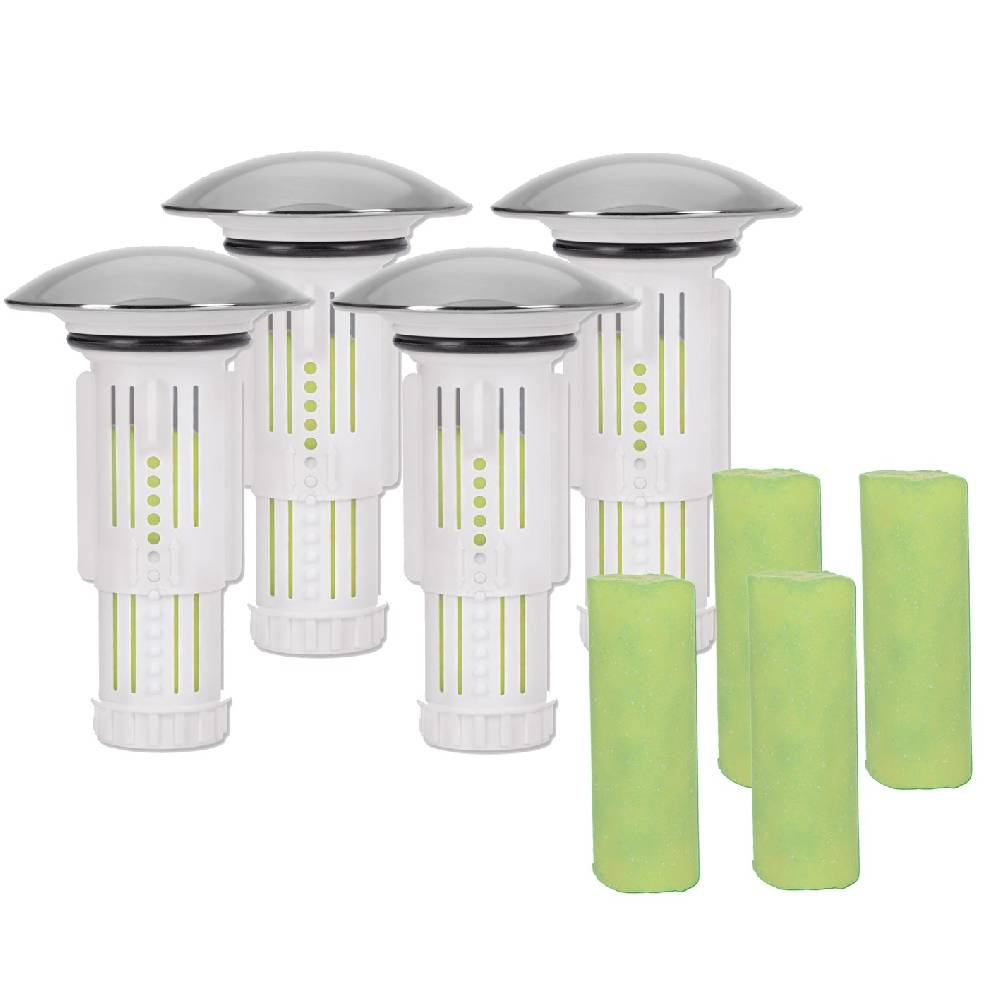 Abfluss-Fee Abfluss-Fee Waschbecken - 4x Verschlussstopfen & 9x Duftstein Zirtone/Apfel