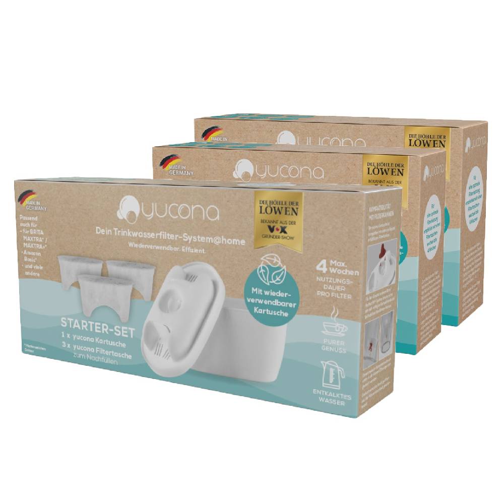 yucona Wasserfilter Starter-Kit - Kartusche mit 9 Filtertaschen